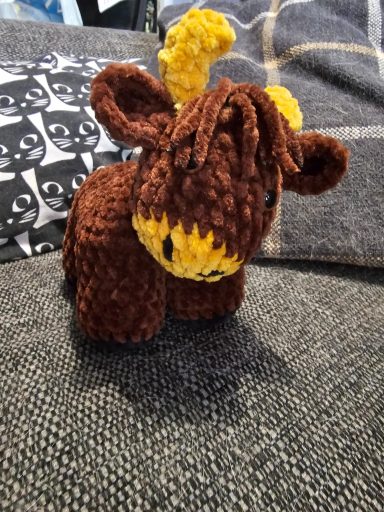 brown crochet cow