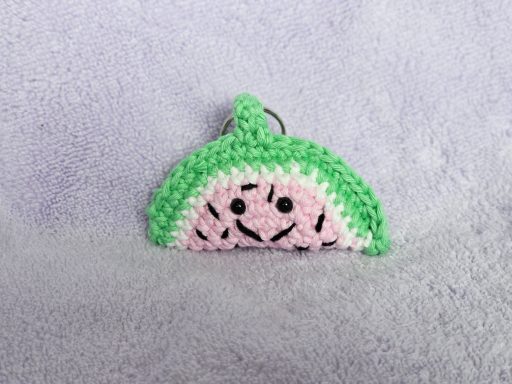 Watermelon crochet keychain